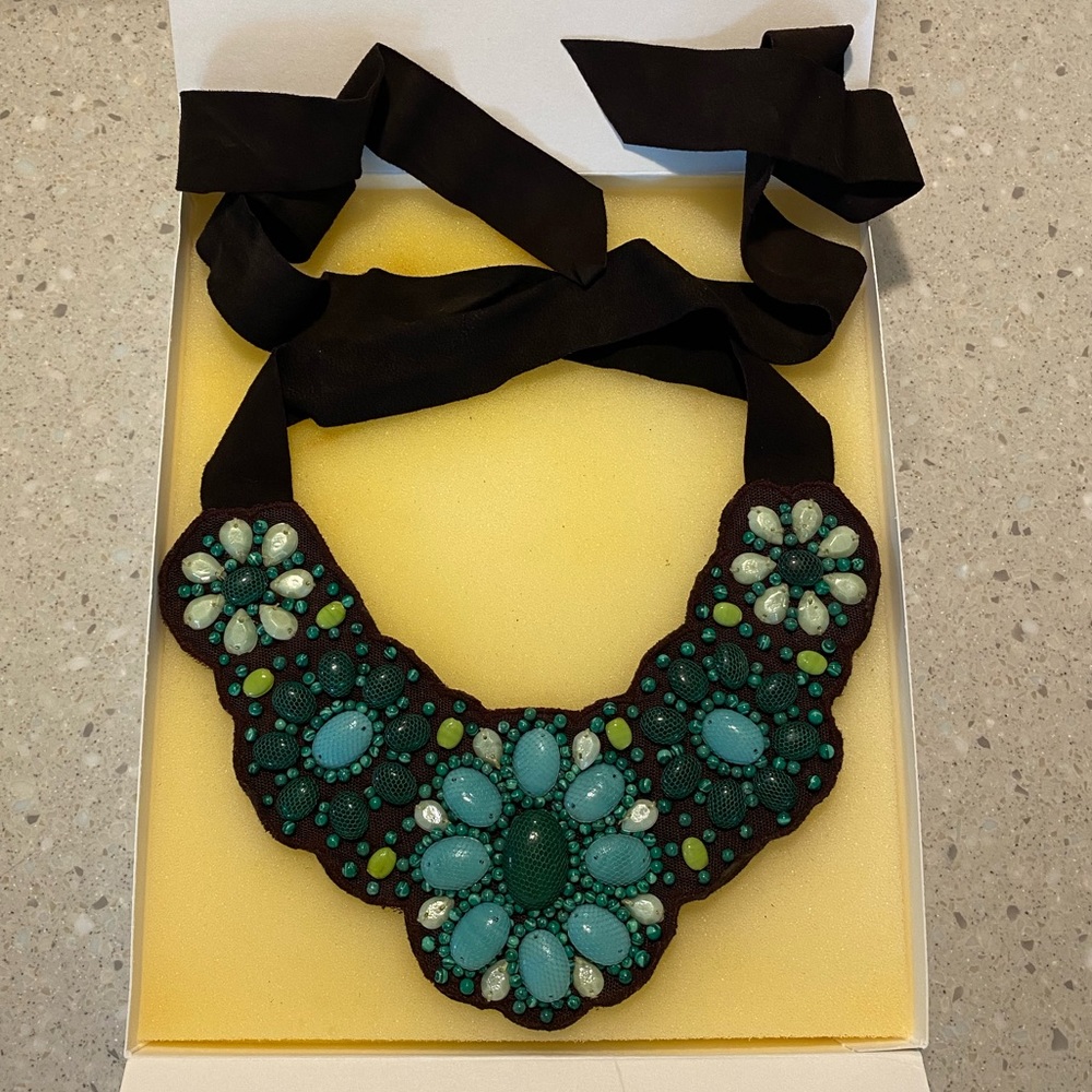 Stella and Dot suede bib necklace